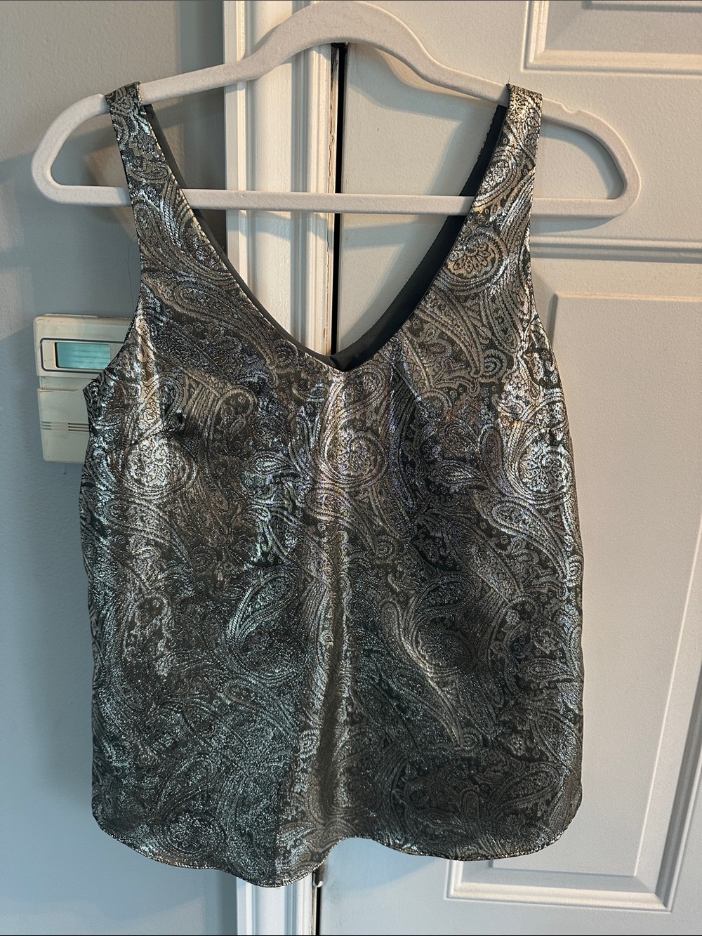The Limited Silver Metallic Paisley V-Neck Camisole